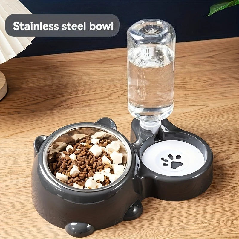 Automatic Pet Feeder Water Dispenser 3 in 1 multi-bowl set with dispenser full view