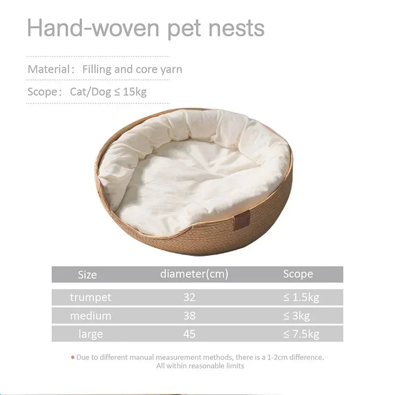Bamboo Weaving Cat Bed Sofa – Eco-Friendly Warm Nest