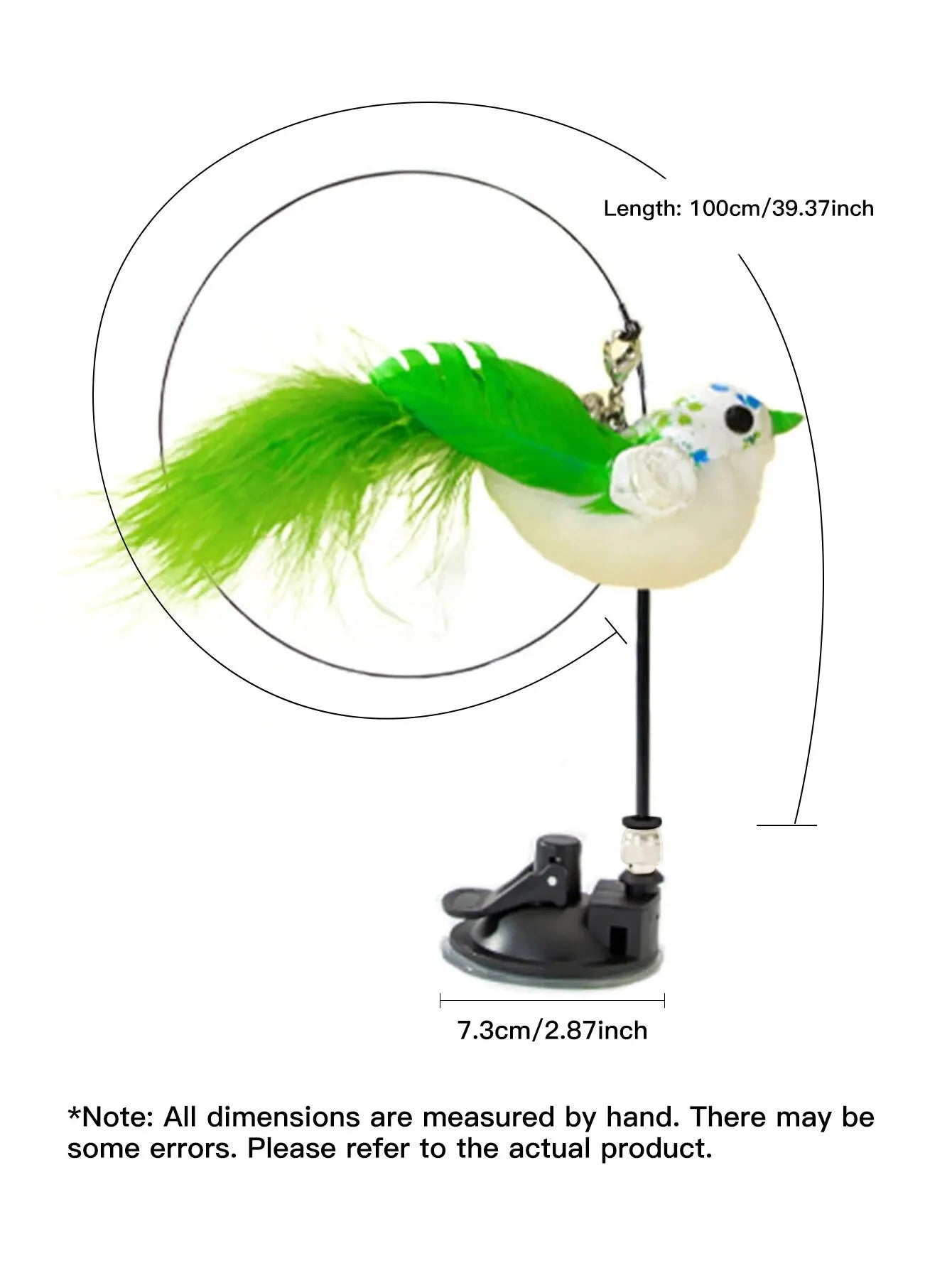 Cat Interactive Toy – Simulated Bird with Suction Cup, Feather & Bell