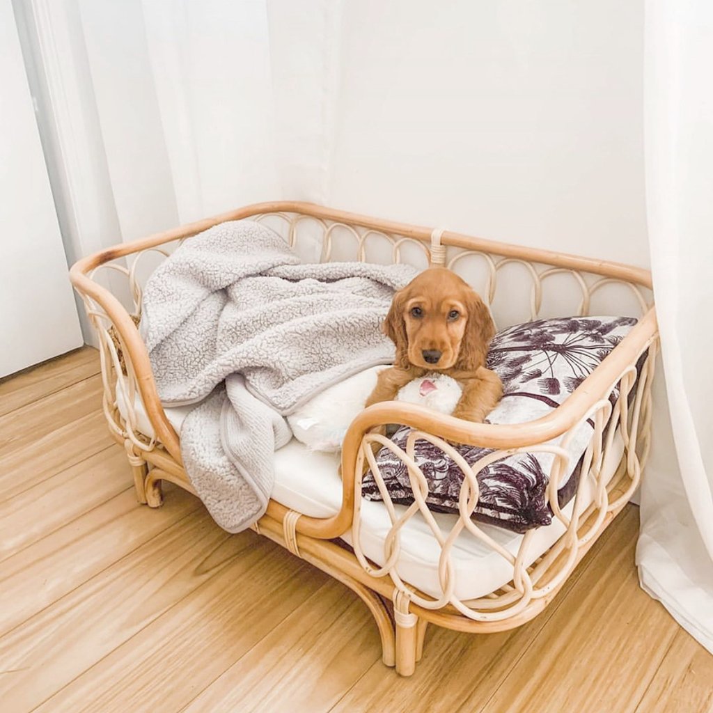Handmade Rattan Woven Pet Bed Sofa – Natural Dog & Cat Nest