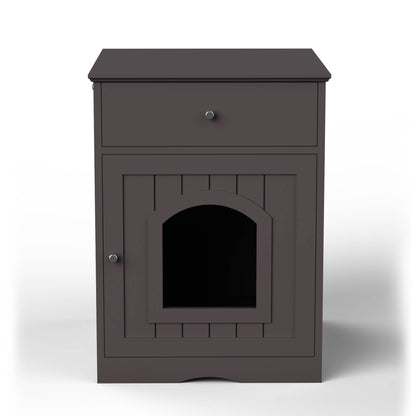 North and Paws Wooden Pet House Cat Litter Box Enclosure With Drawer