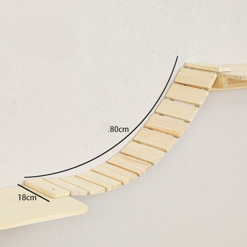 Solid Wood Wall Mounted Sisal Cat Toy Platform – Grabbing & Grinding Board