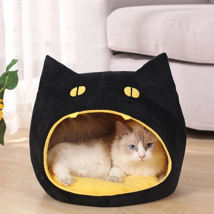 Soft Warm Cat Shape Design Pet House – Cosy Cave Bed for Cats & Small Dogs