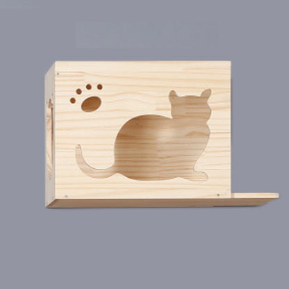 Solid Wood Wall Mounted Sisal Cat Toy Platform – Grabbing & Grinding Board