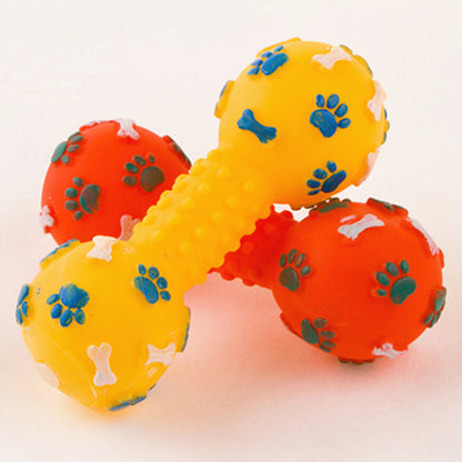 Silicone Dumbbell Squeaky Dog Toy – Teeth Bite Training Toy