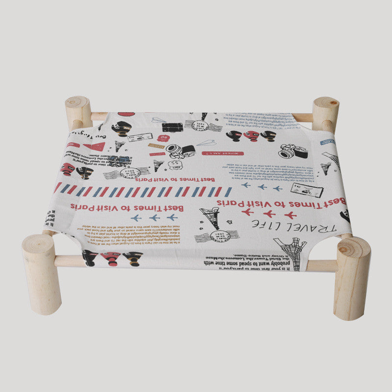 Removable Washable Solid Wood Pet Dog Bed – Elevated Breathable Cat & Dog Frame