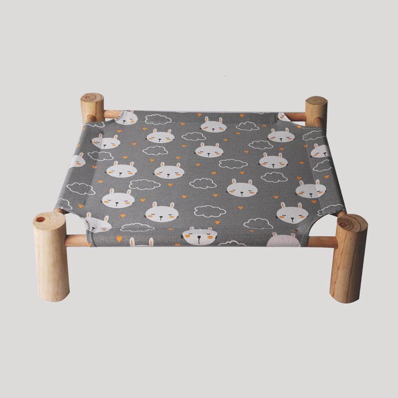 Removable Washable Solid Wood Pet Dog Bed – Elevated Breathable Cat & Dog Frame