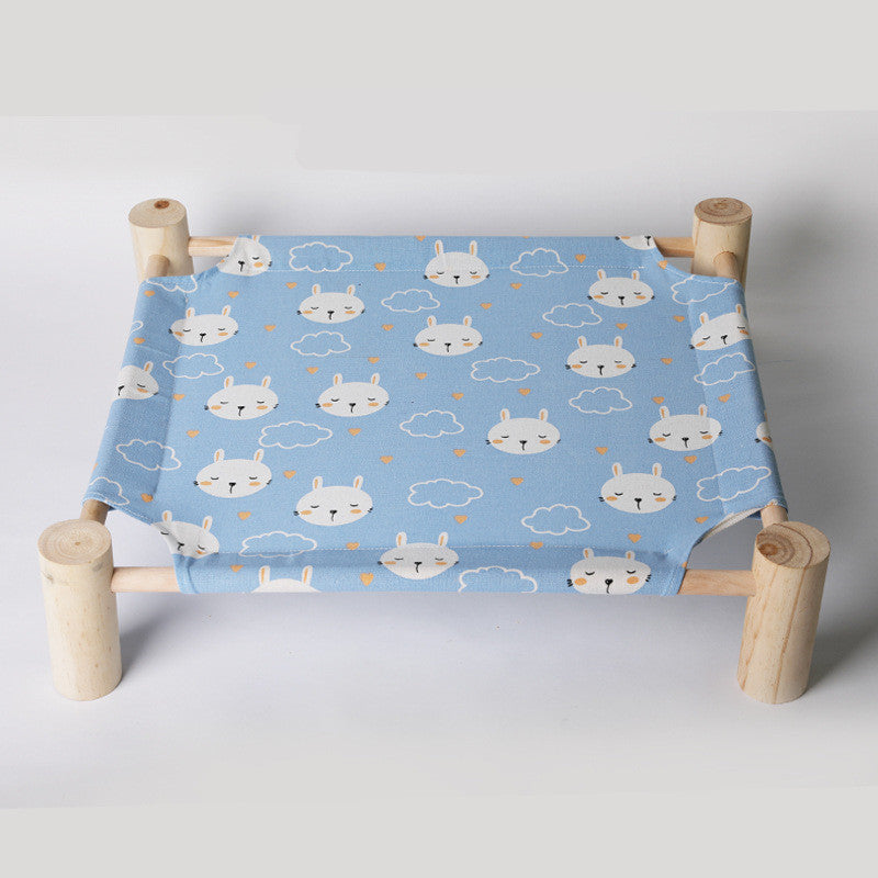Removable Washable Solid Wood Pet Dog Bed – Elevated Breathable Cat & Dog Frame