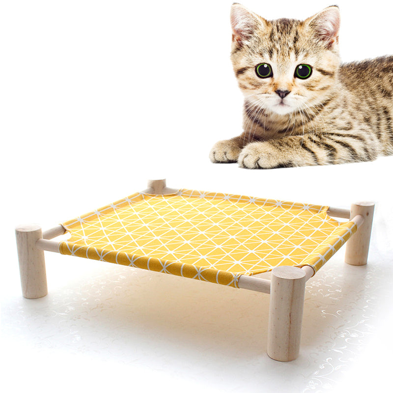 Removable washable solid wood elevated pet dog bed breathable frame