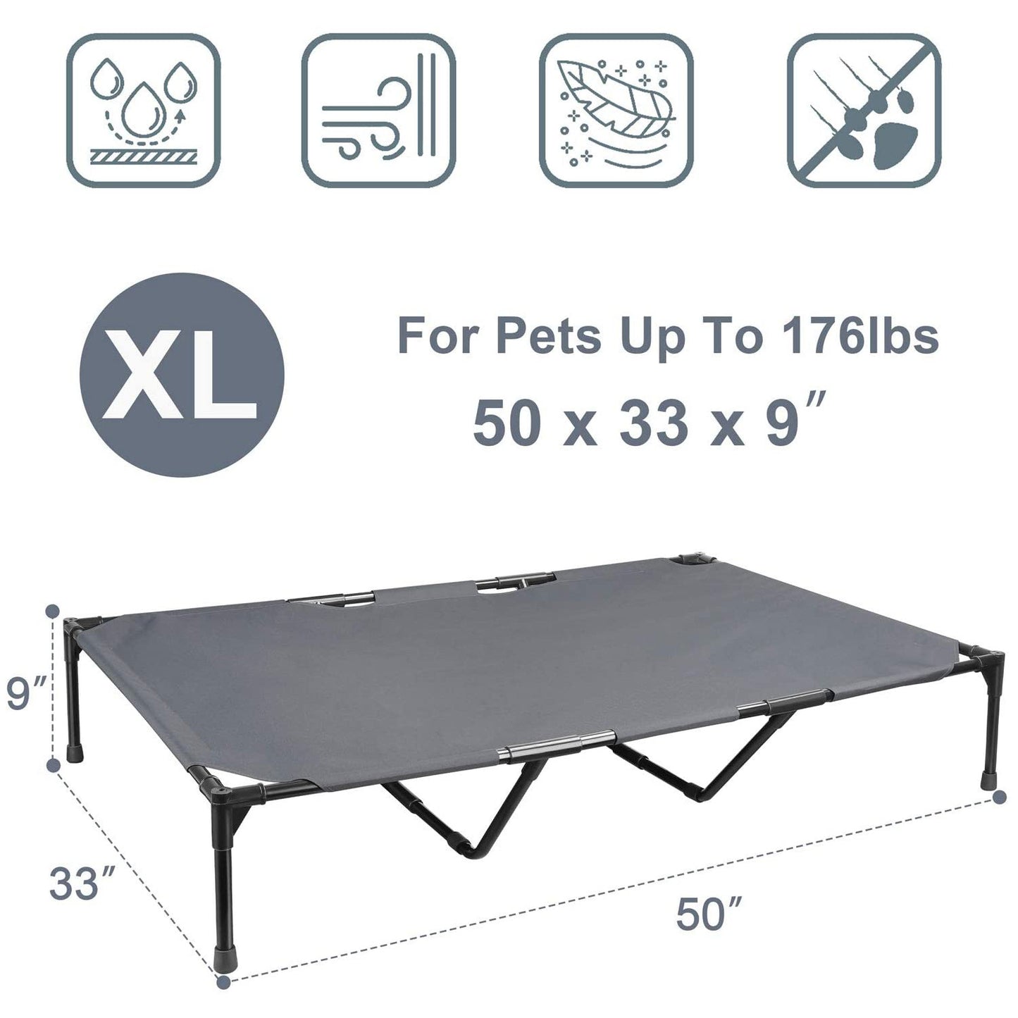 Large Outdoor Elevated Dog Bed – Stainless Steel