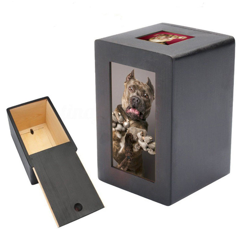 Wooden Pet Memorial Urn Box – Natural Wood Bone Box for Cats & Dogs