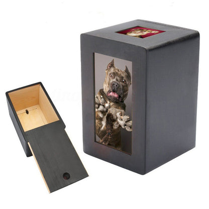 Wooden Pet Memorial Urn Box – Natural Wood Bone Box for Cats & Dogs