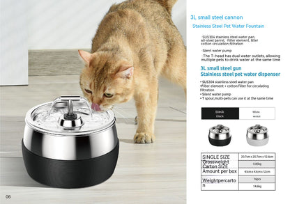Stainless Steel Pet Water Dispenser – Automatic Drinking Fountain for Cats & Dogs
