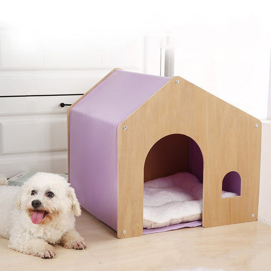 Wooden four season universal solid wood eco-friendly pet kennel tent in beige