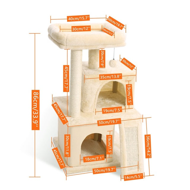 Luxury Cat Tree Tower with Double Condos & Spacious Perch