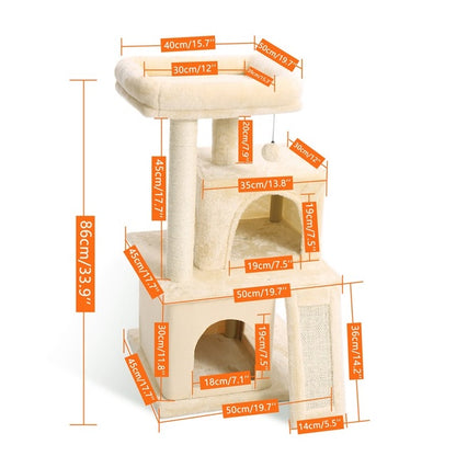 Luxury Cat Tree Tower with Double Condos & Spacious Perch