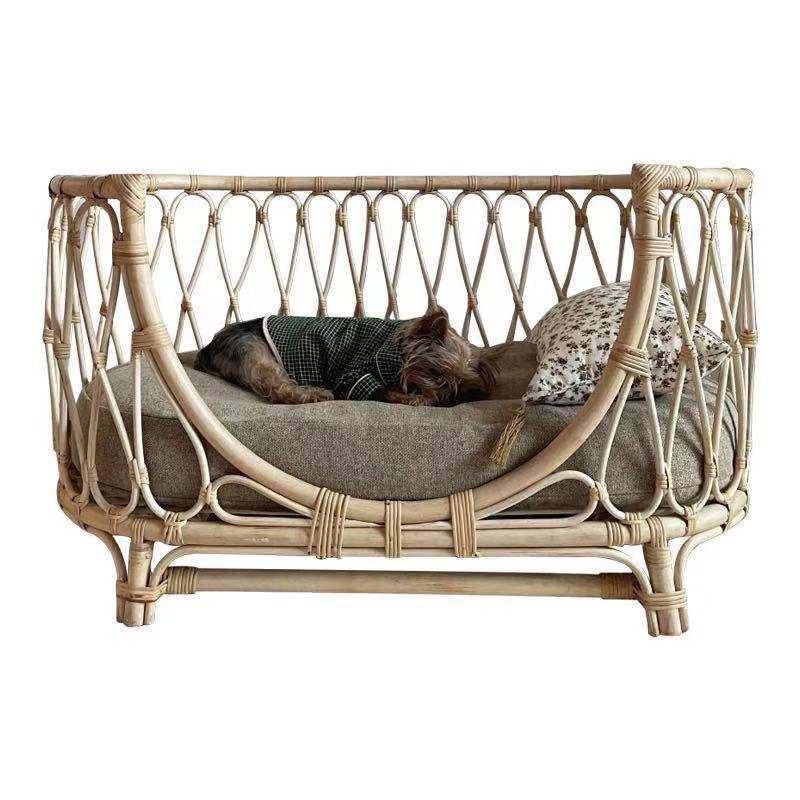 Handmade Rattan Woven Pet Bed Sofa – Natural Dog & Cat Nest