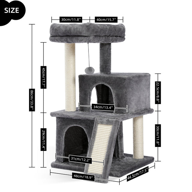 Luxury Cat Tree Tower with Double Condos & Spacious Perch