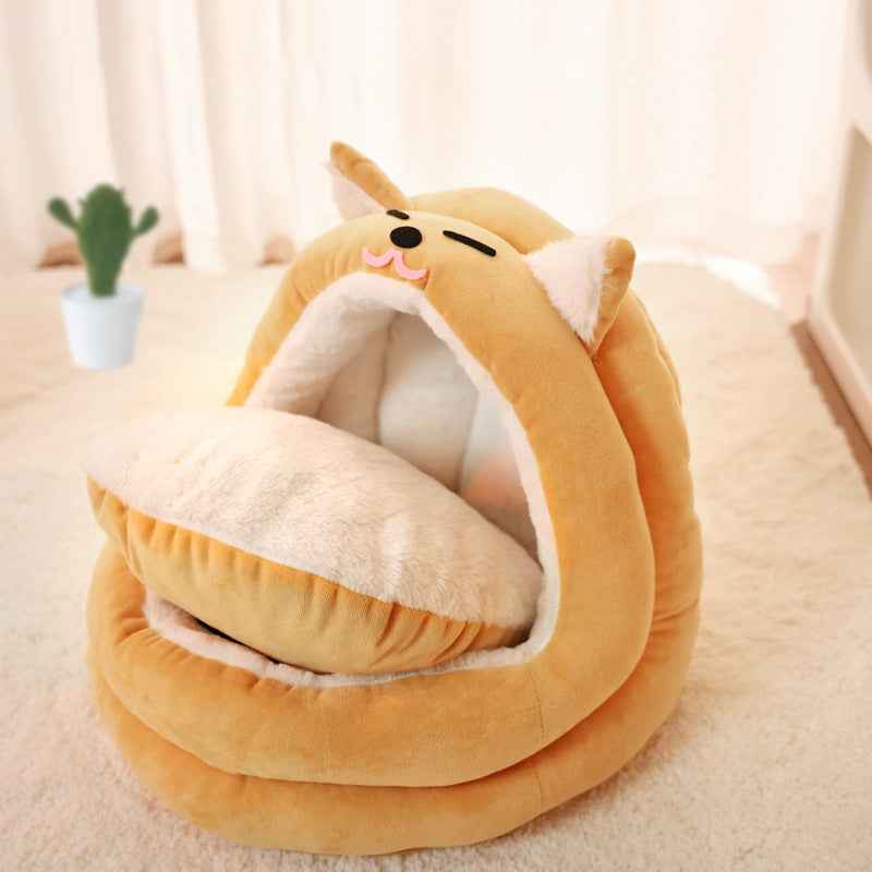 Cosy Warm Cat Basket Bed – Kitten Lounger Cushion