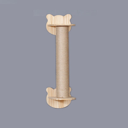 Solid Wood Wall Mounted Sisal Cat Toy Platform – Grabbing & Grinding Board