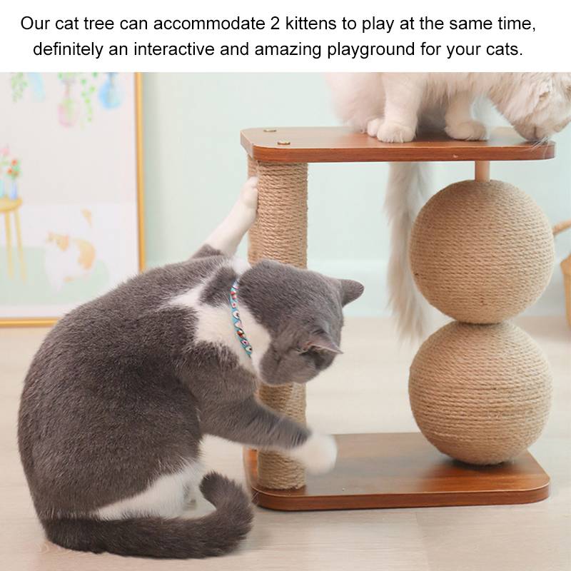 Simple Small Wooden Vertical Sisal Cat Scratching Post