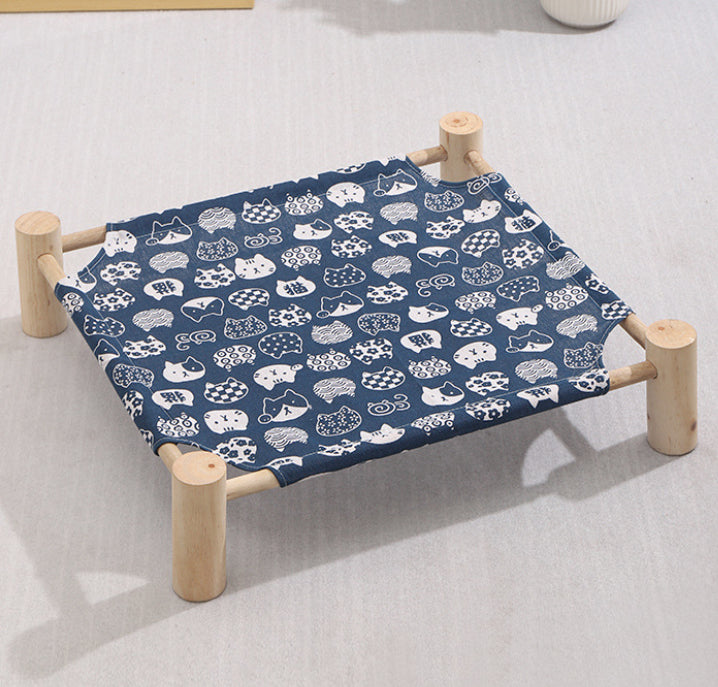 Removable Washable Solid Wood Pet Dog Bed – Elevated Breathable Cat & Dog Frame
