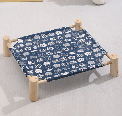 Removable Washable Solid Wood Pet Dog Bed – Elevated Breathable Cat & Dog Frame