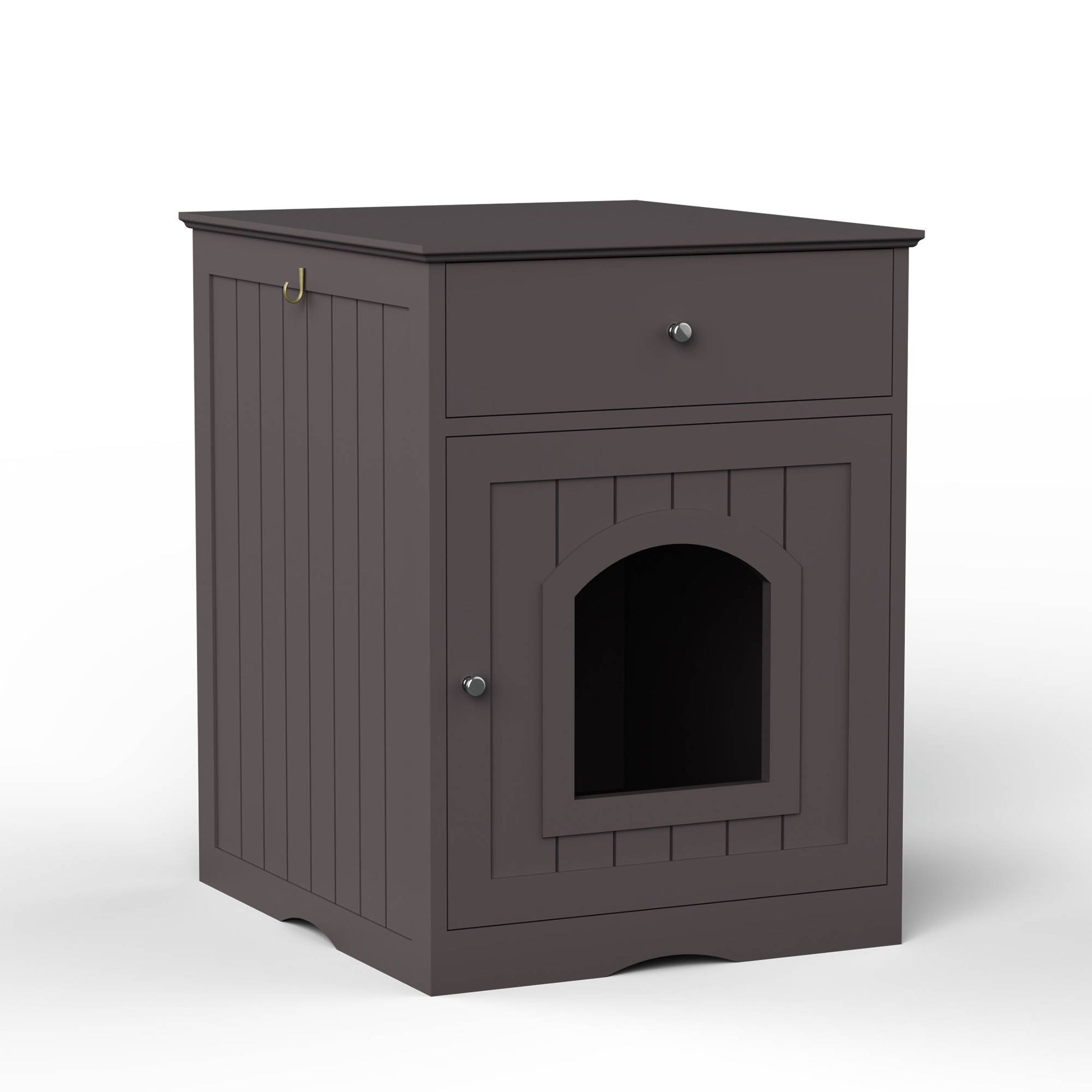 North and Paws Wooden Pet House Cat Litter Box Enclosure With Drawer