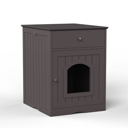 North and Paws Wooden Pet House Cat Litter Box Enclosure With Drawer