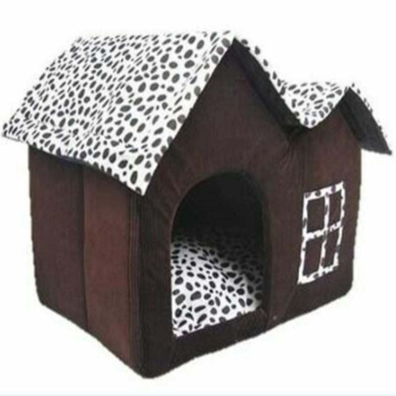 Winter pet kennel double roof foldable dog house for indoor use in blue star
