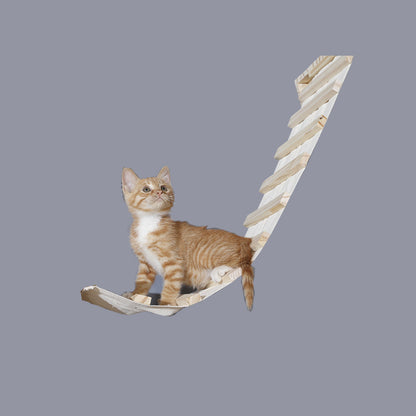 Solid Wood Wall Mounted Sisal Cat Toy Platform – Grabbing & Grinding Board