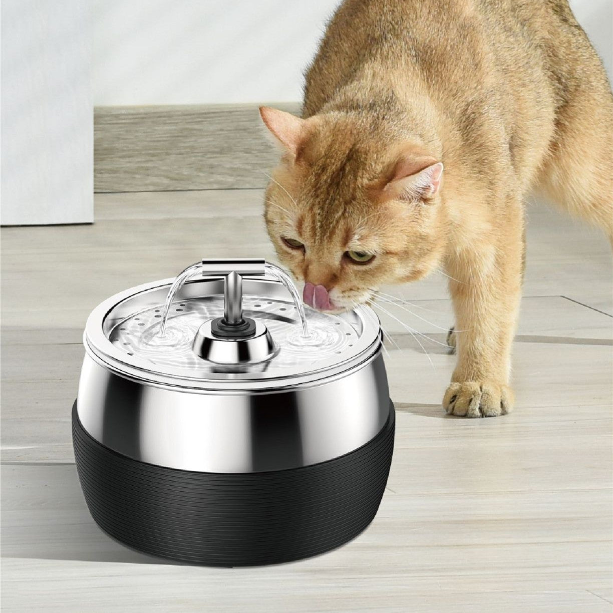 Stainless steel automatic pet water drinking fountain for cats and dogs in white