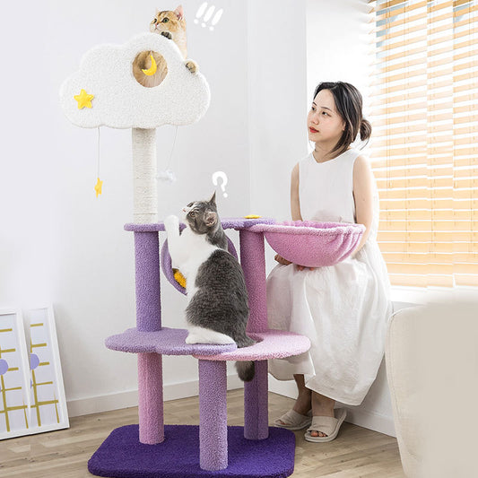 Large multi-tier cat scratch board jumping platform tower for indoor cats