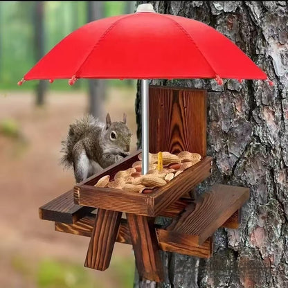 Wooden Outdoor Chipmunk & Squirrel Feeder – Pet Dining Table with Corn Bracket