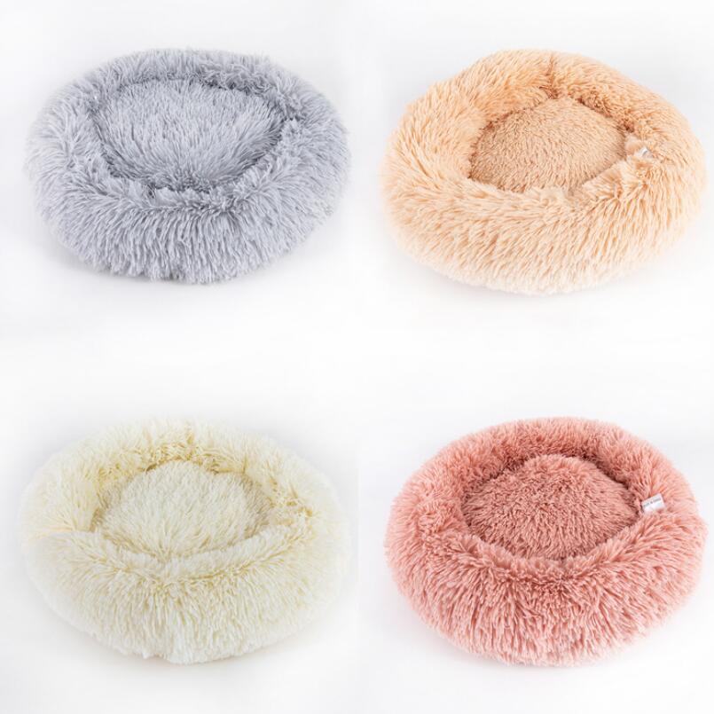 Round Plush Calming Dog & Cat Bed – Anti-Anxiety Soft Pet Nest