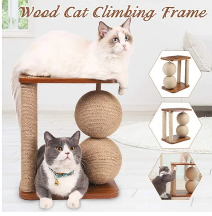 Simple Small Wooden Vertical Sisal Cat Scratching Post