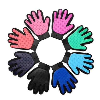 Silicone Pet Grooming Gloves – Cat & Dog Hair Brush, Comb & Bathing Mitt