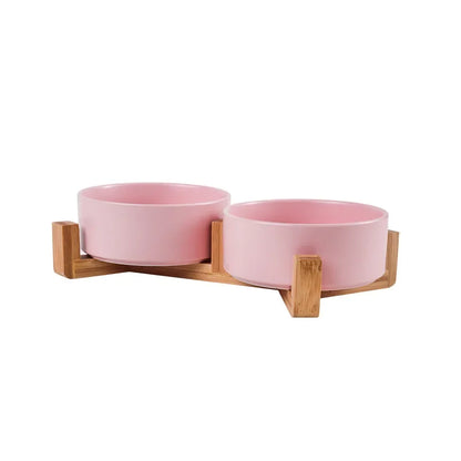 Cat Bowl Double Bowl Water Bowl High Foot Dog Bowl pink double bowl with stand