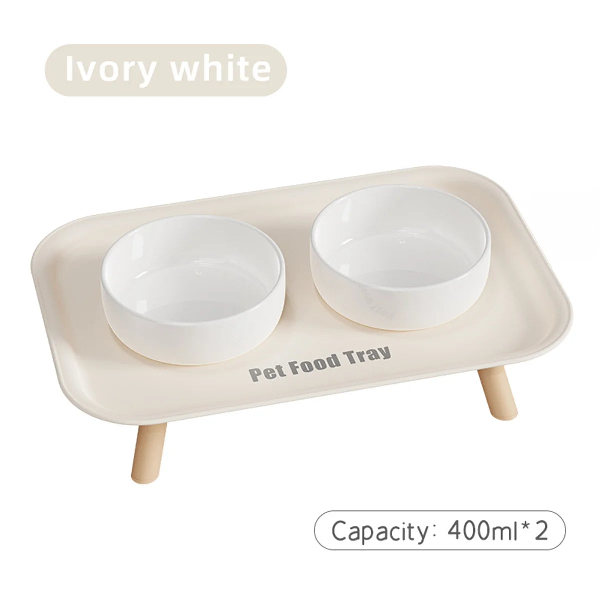 Pet Ceramic Bowl Anti Splash Anti Flip Cat Dish white double bowl second angle