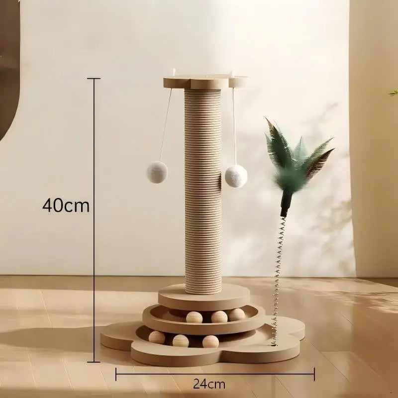 Pet Cat Toy Solid Wood Cat Turntable Funny Cat Stick Balls
