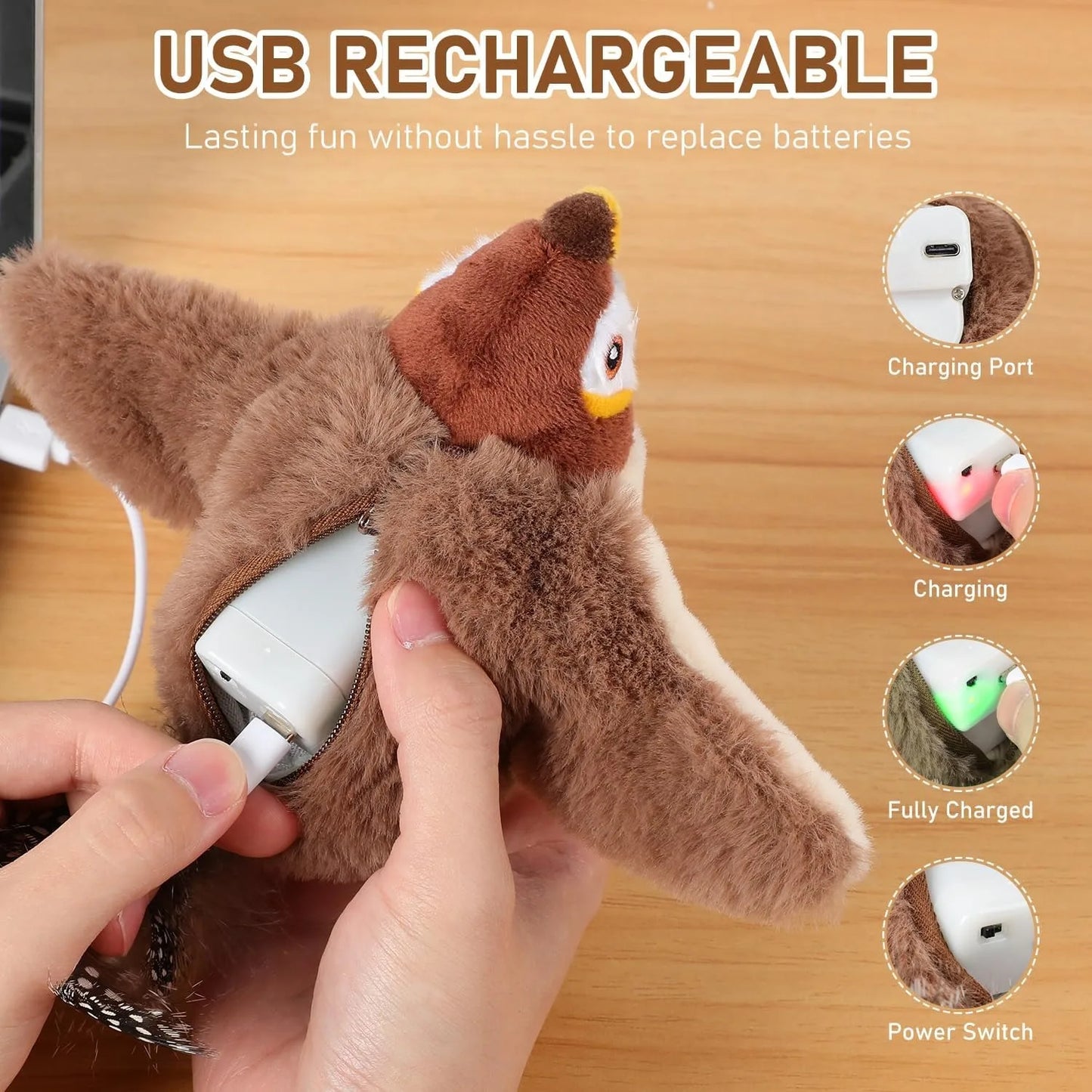 Electric Flapping Bird Cat Toy – USB Rechargeable