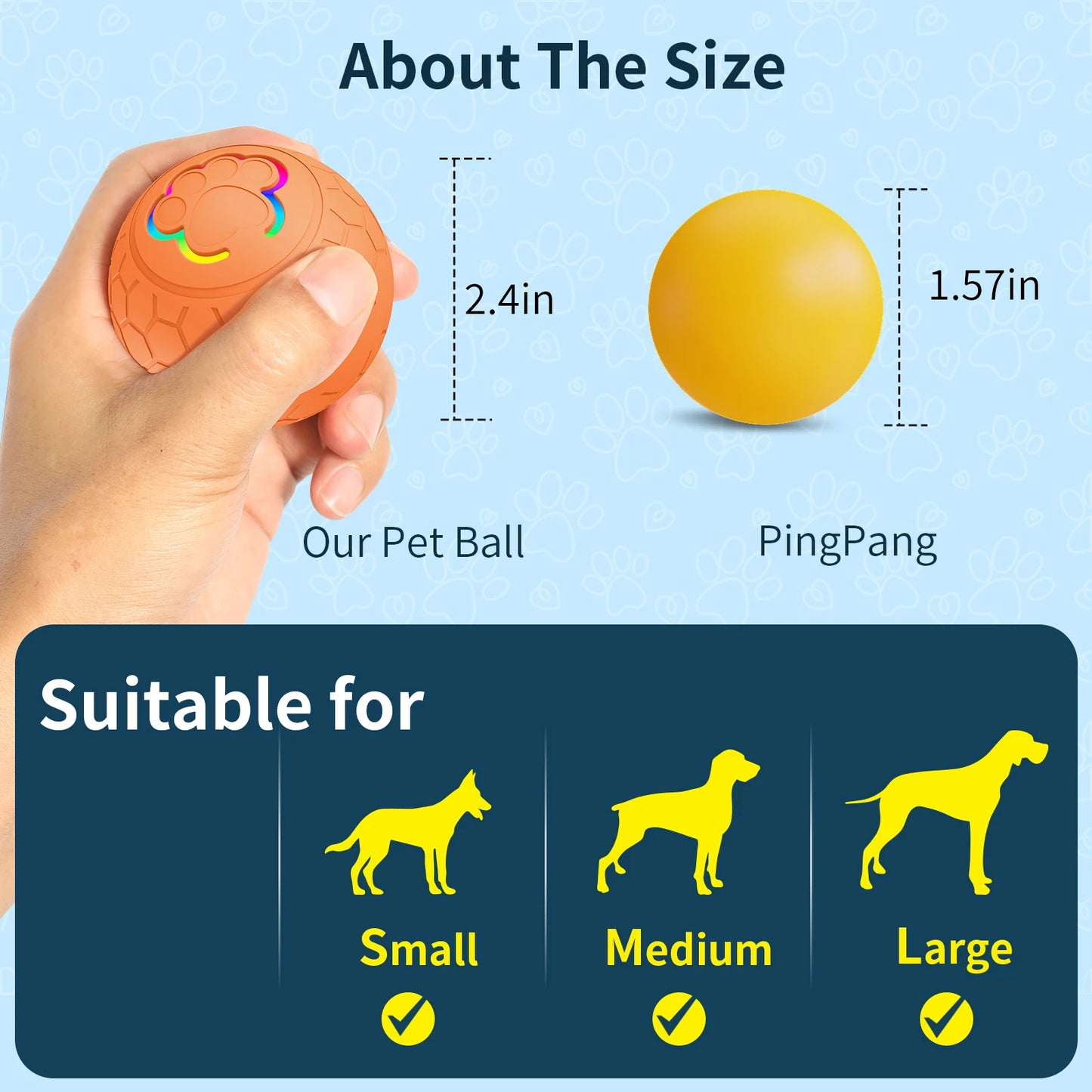 Smart Rechargeable LED Pet Ball – RGB Interactive Toy