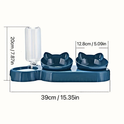 Pet Bowls Water Feeder 3 in 1 Tilted Cat size and dimensions infographic