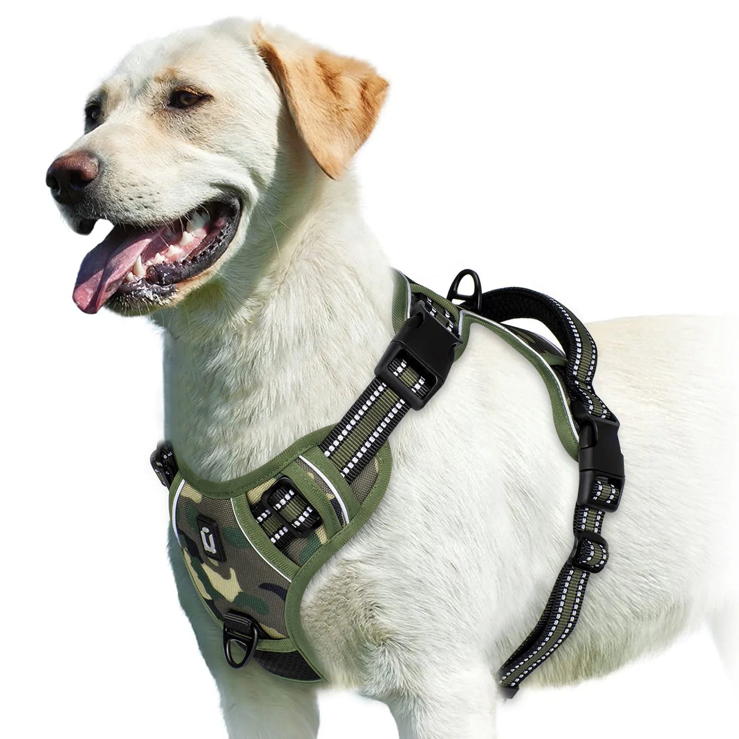 No Pull Dog Harness Adjustable Soft Padded Pet Vest in green side view