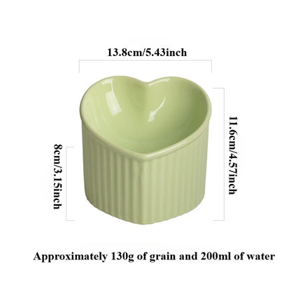 Slanted Ceramic Cat Bowl Stand Anti Tip Elevated light green LOVE bowl product infographic