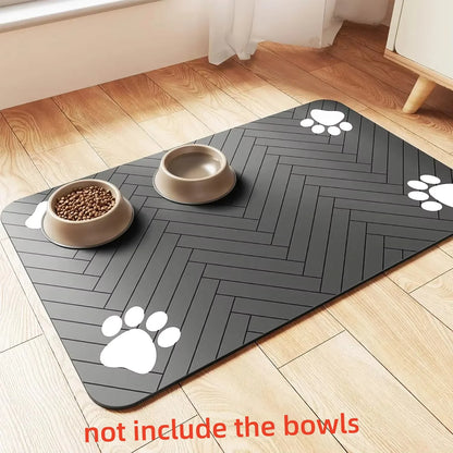 Absorbent waterproof pet feeding mat in grey for cats and dogs