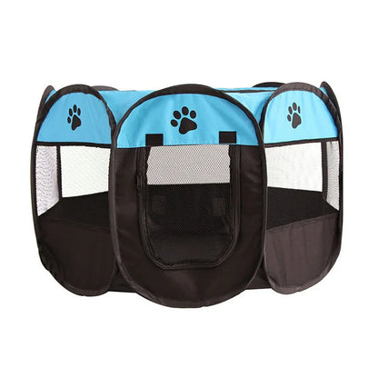 Foldable Cat Dog Kennel Delivery Room Pet Crate blue product shot
