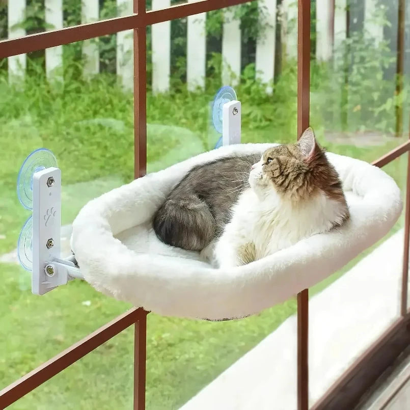 Cat hammock window bed with suction cups for sunbathing and indoor cats