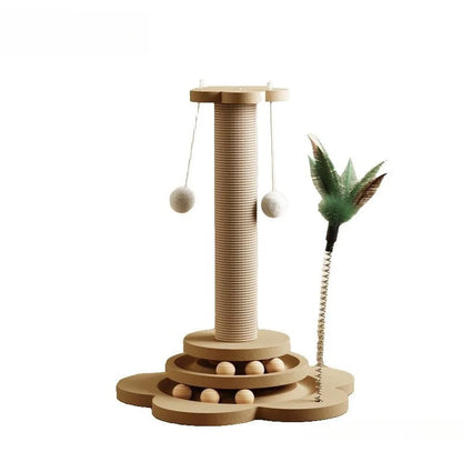 Pet Cat Toy Solid Wood Cat Turntable Funny Cat Stick Balls