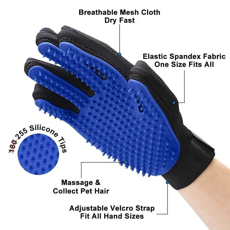 Silicone Pet Grooming Gloves – Cat & Dog Hair Brush, Comb & Bathing Mitt
